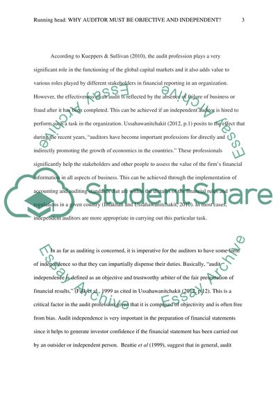 Why auditor must to be objective and independent