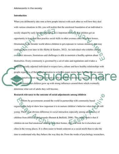 Peer Relationships and Social Adjustment in Childhood