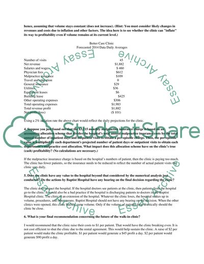 Recommendation Concerning the Future of the Walk-in Clinic