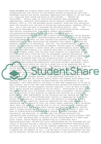 Work Knowledge Creation and Action Learning