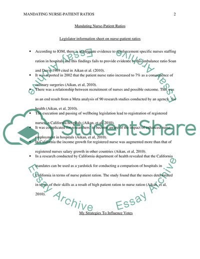 Title of page: Mandating Nurse-Patient Ratios (see order instructions for detail)