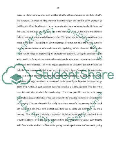 Understanding Theatre - Two Approaches to the Work of an Actor
