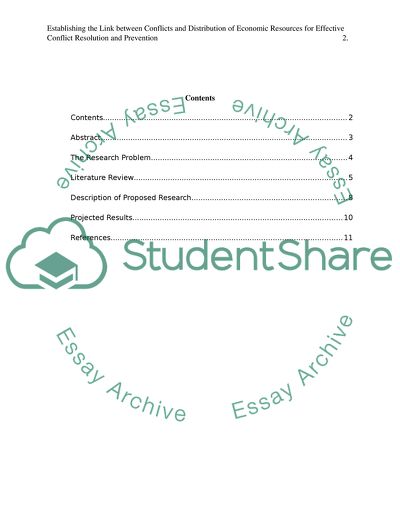 Link between Conflicts and the Distribution of Economic Resources for Effective Conflict Resolution