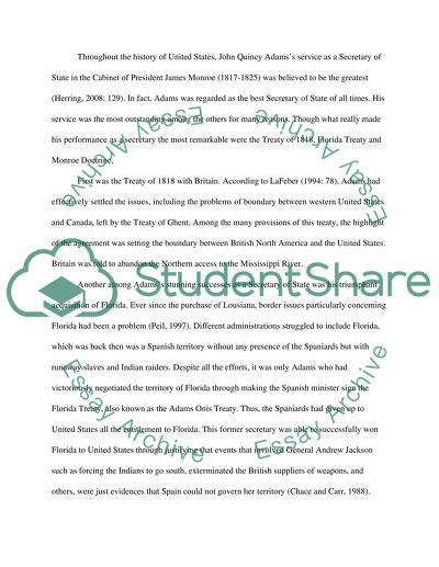 (research on why) John Quincy Adams was consider the best Secretary of State in U.S. History