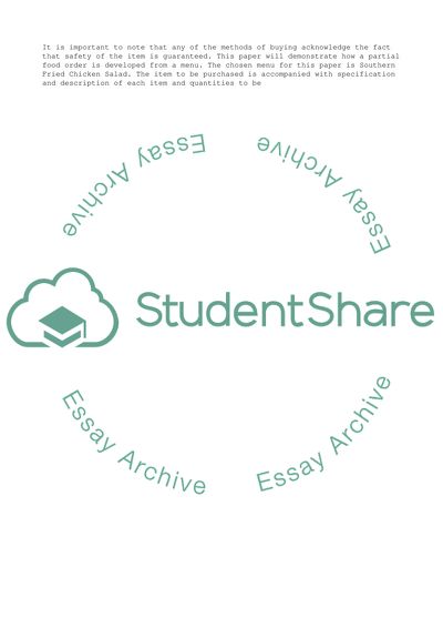 Purchasing assignment