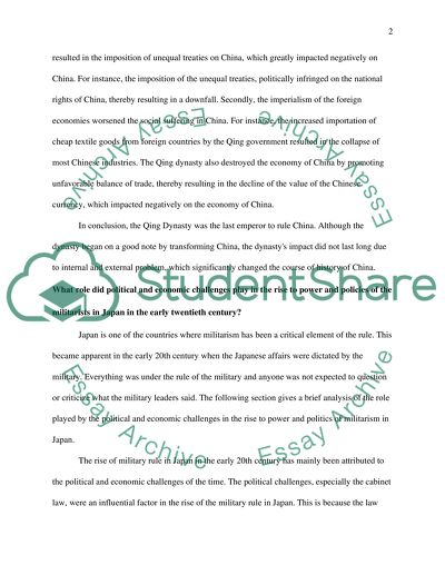 The External and Internal Challenges to the Qing Dynasty in the Nineteenth Century