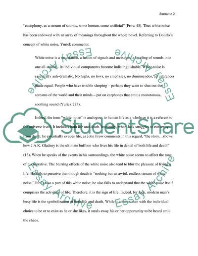 White Noise: An Umbrella Term for Modernity-Induced Perception of Life and Death