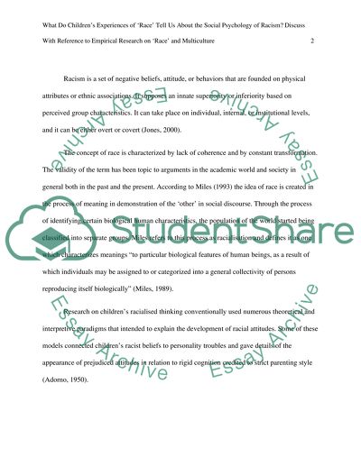 What Do Childrens Experiences of Race Tell Us About the Social Psychology of Racism