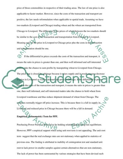 Theory of Purchasing Power Parity