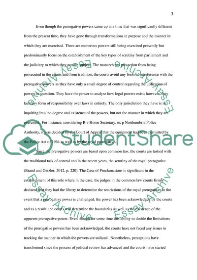How the Judiciary Controls the Royal Prerogative