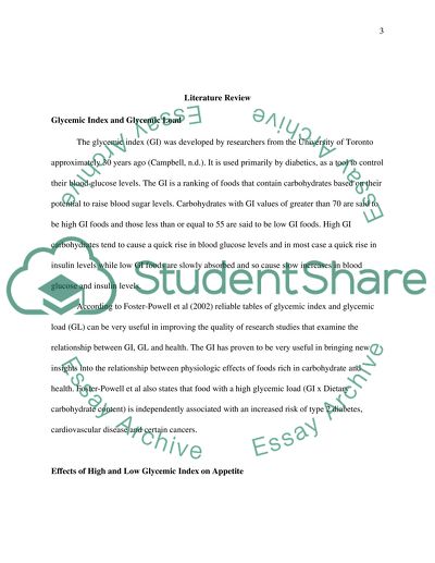 Effect of glycemic index/load of a meal on subsequent food intake