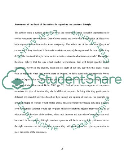 The Construct Lifestyle in Market Segmentation - the Behavior of Tourist Consumers