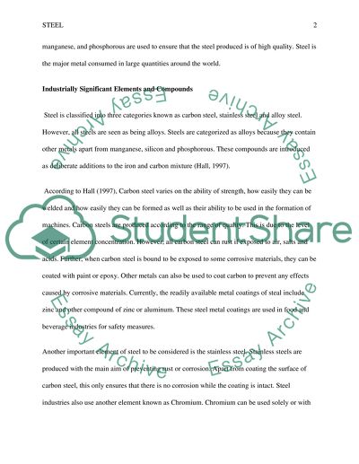 Industrially Significant Elements and Compounds of Steel