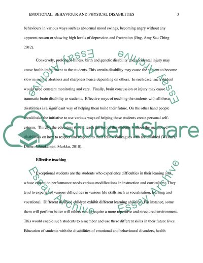 Emotional, Behavorial, and Physical Disabilities