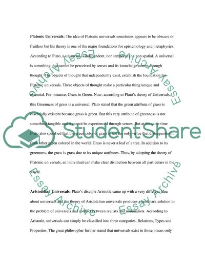 Aristotelian Universals and Platonic Universals
