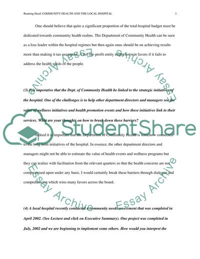 Community Health and the Local Hospital