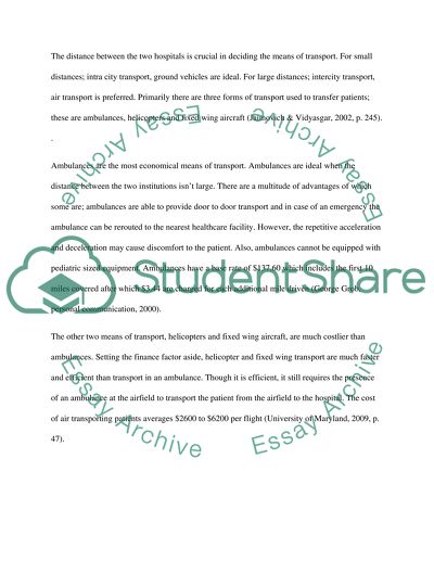 Critical Care Transportation Case