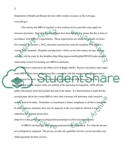 The Role of HIPAA in Health Care Organization