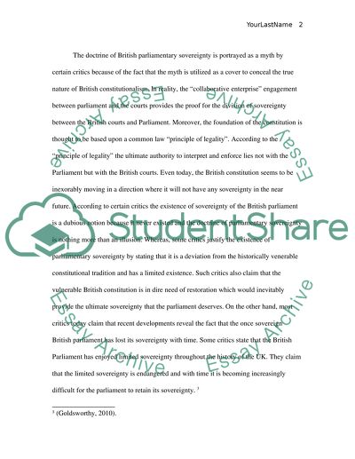 Is the UK Parliament Still Legally Sovereign