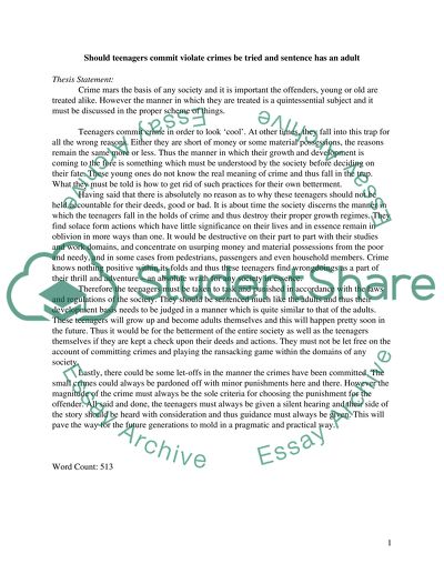 Should teenagers commit violate crimes be tried and sentence has an adult