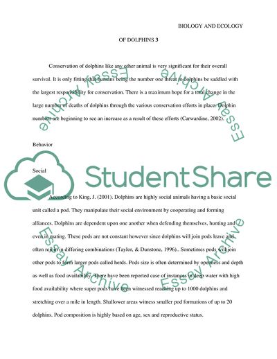 Biology and Ecology of Dolphins