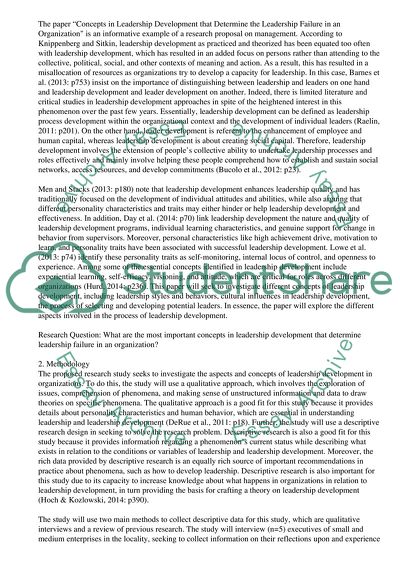 Concepts in Leadership Development that Determine the Leadership Failure in an Organization