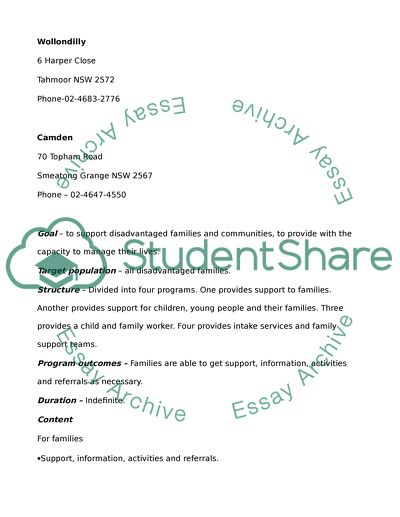 Five Services for At-Risk Families Living in Poverty in Western Sydney region Australia