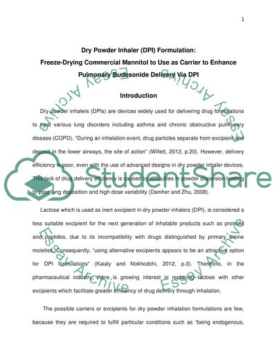 Freeze-Drying Commenrial Mannitol to Use as Carrier to Enhance Pulmonary Budesonide Via DPI