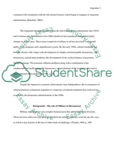 The role of bureaucracy in economic development in Argentina