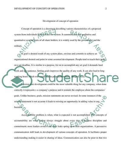 Development of Concept of Operations. M3S