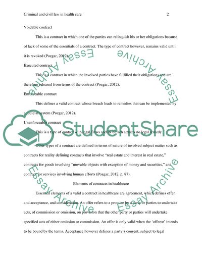 CRIMINAL AND CIVIL LAW IN HEALTH CARE