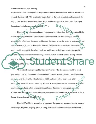 Law Enforcement and Policing the Courts in the U.S County