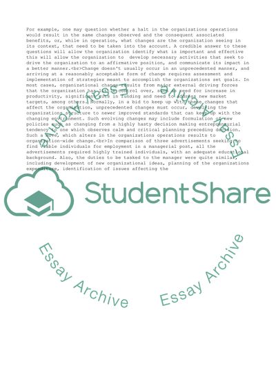 Change Context in an Organization