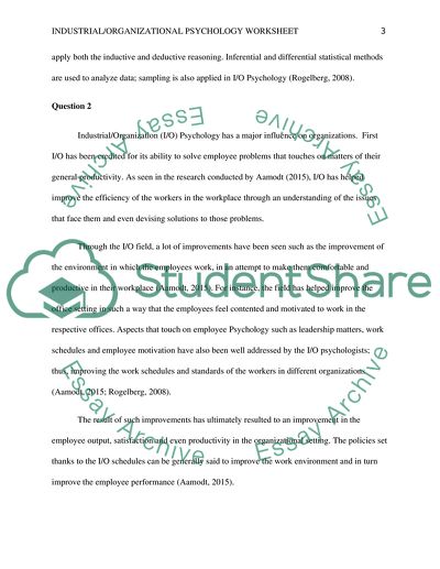 Industrial/Organizational Psychology Worksheet