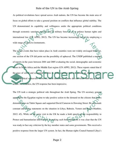 Role of the UN in the Arab Spring