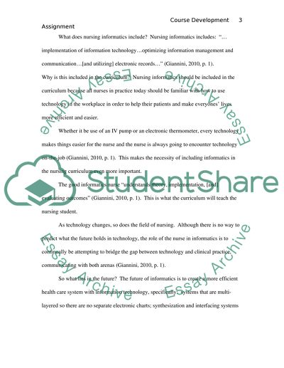 Nursing Informatics in The Philosophy of the Nursing Course Program