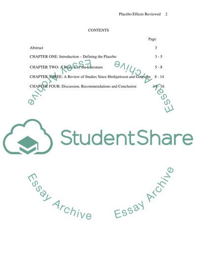 Placebo Effects in the Meta-Analyses of Hrobjartsson and Gotzsche