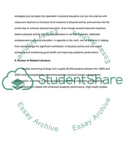 Effects of Physical Activity and Exercise on Primary School Childrens Academic Performance