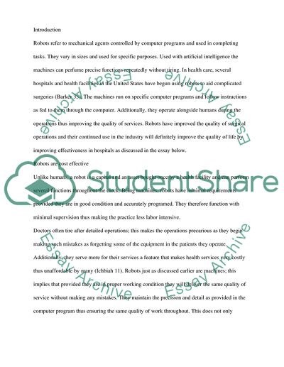 Invention and Subsequent Use of Robots in Health Care