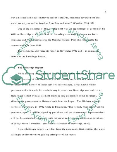 The Beveridge Report: Its Origins and Outcomes