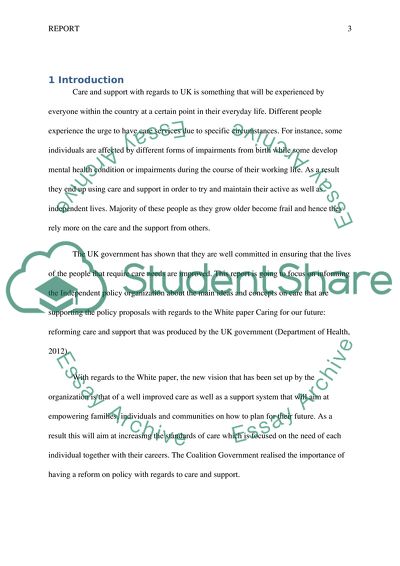 Social Care Reactions in Accordance to the Government Policy Proposals