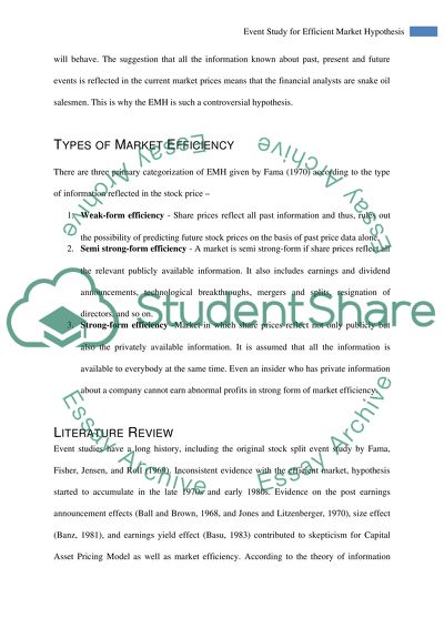 Efficient Market Hypothesis