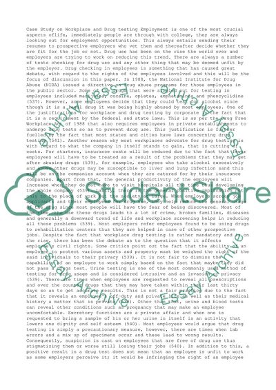 Workplace and Drug testing