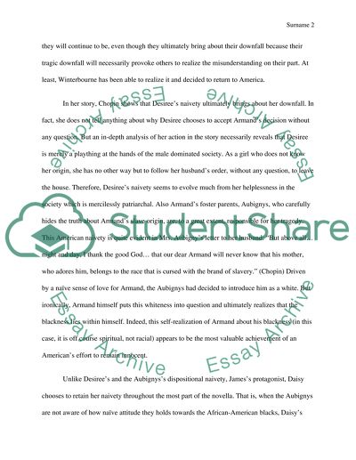 Americans Innocence in Kate Chopins The Father of Desirees Baby and Henry Jamess Daisy Miller