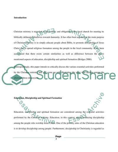 The Essential Activity of Christian Ministry