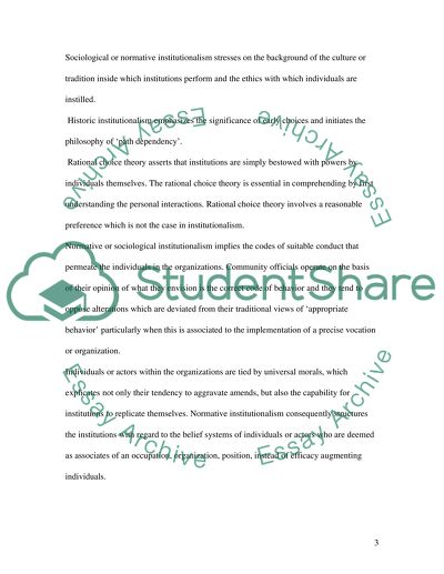 Differences Between Institutionalism and Rational Choice Theory