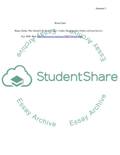 Summary of Why Should I Be Nice To You: Coffee Shops and the Politics of Good Service