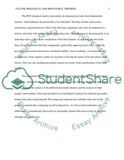 Factor, Biological, and Behavioral Theories