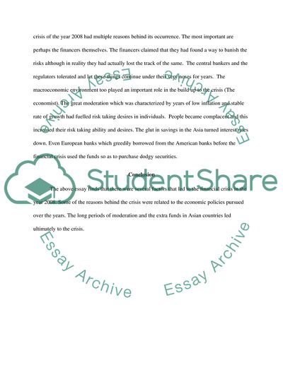 Financial Crisis In The Year 2008