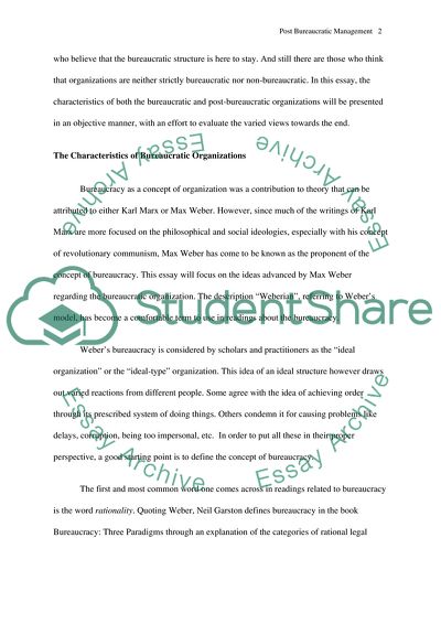 The Post Bureaucratic Organization